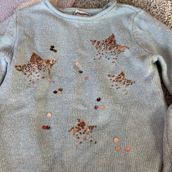 Sonoma girls festive sweater , teal with gold - Picture 2 of 3